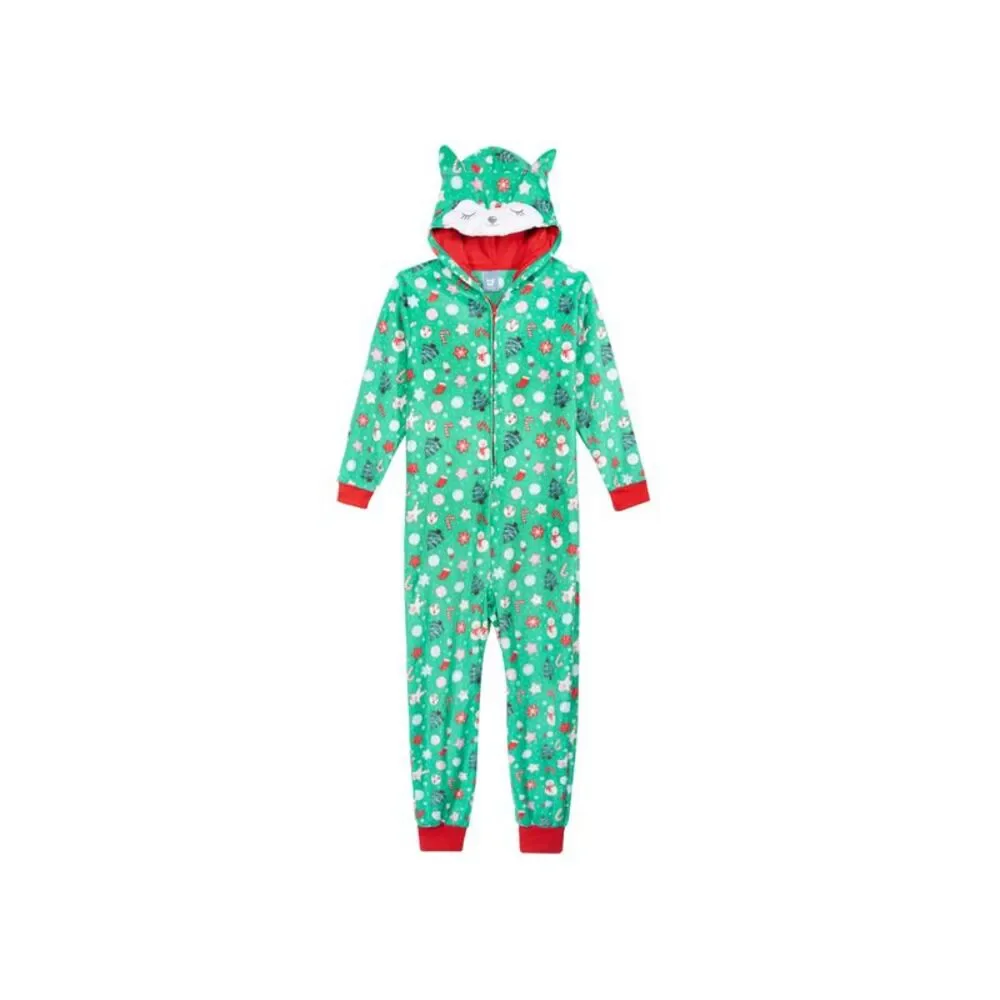Max Olivia Big Girls Fox Hooded Onesie